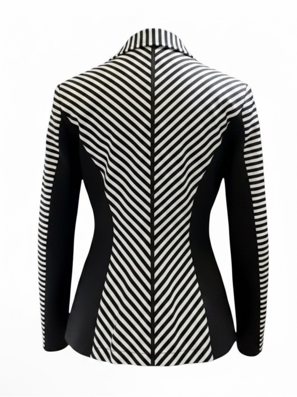 Iris Black White Striped Sculpted Blazer Size 4 Architectural Tailored Like-New - Picture 6 of 10